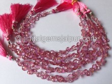 Pink Topaz Faceted Heart Shape Beads